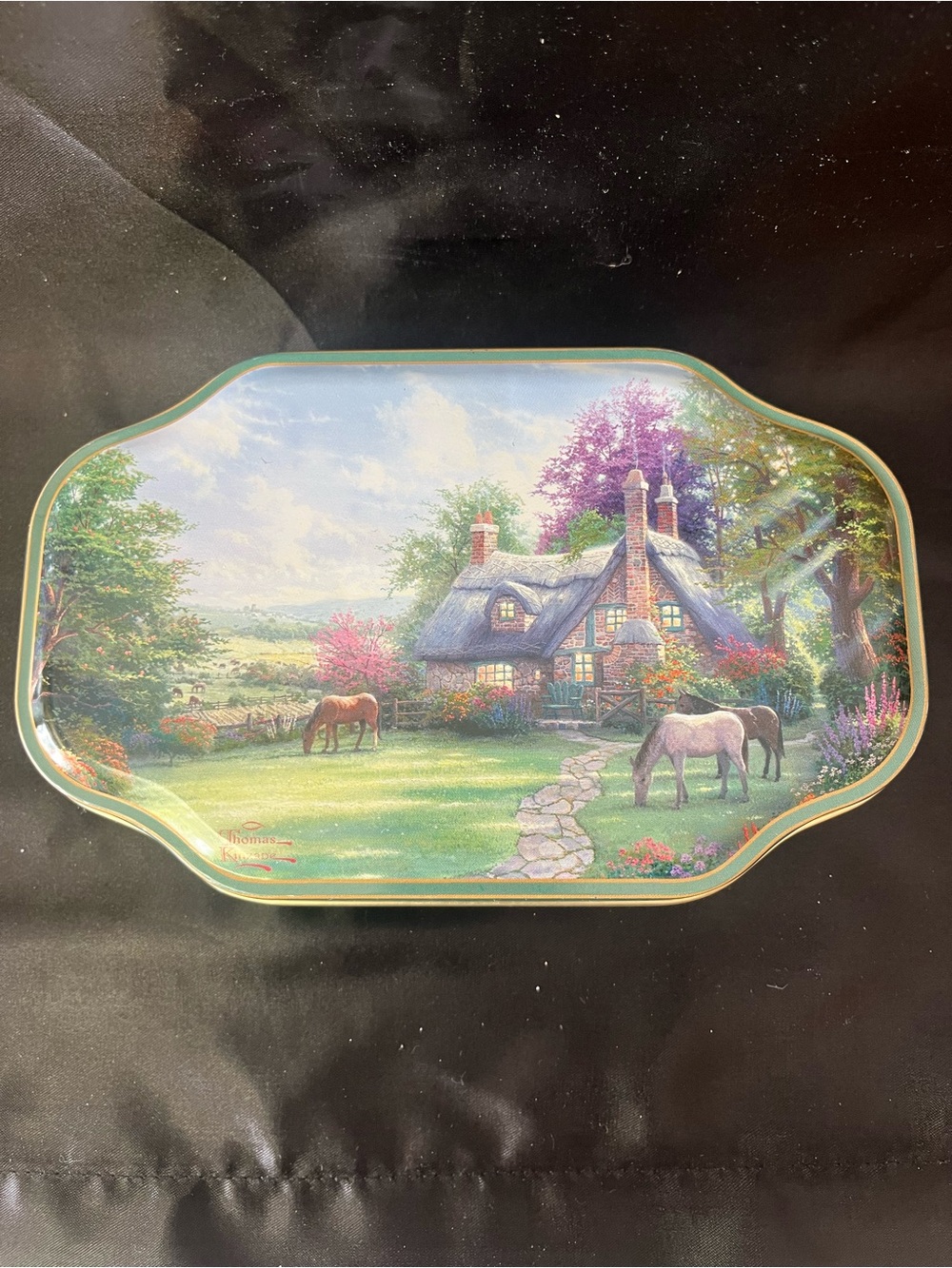 Thomas Kinkade Painter of Light Horses & Cottage Decorative Tin